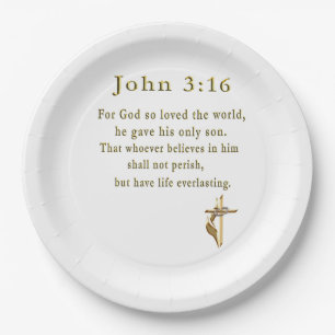 John 3:16 christian gifts paper plate