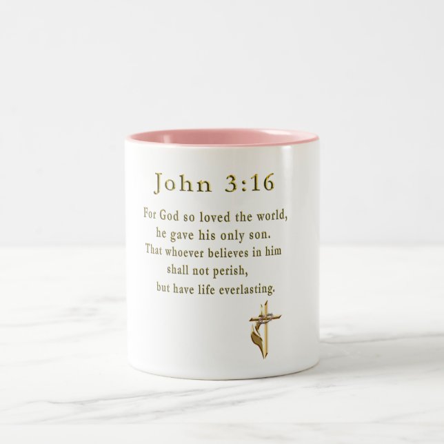 John 3:16 christian gifts Two-Tone coffee mug (Center)