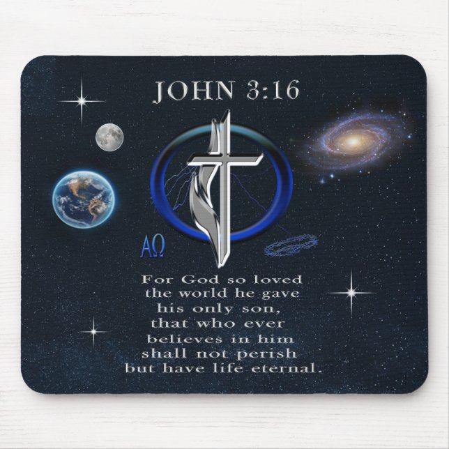 John 3:16 Christian  Mouse Mat (Front)