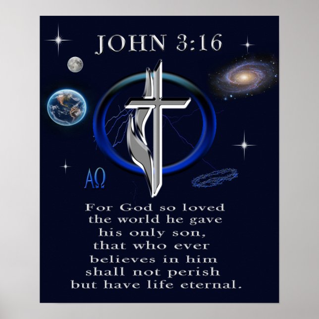 John 3:16 Christian  Poster (Front)