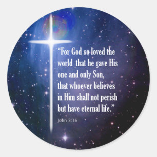 John 3:16 classic round sticker