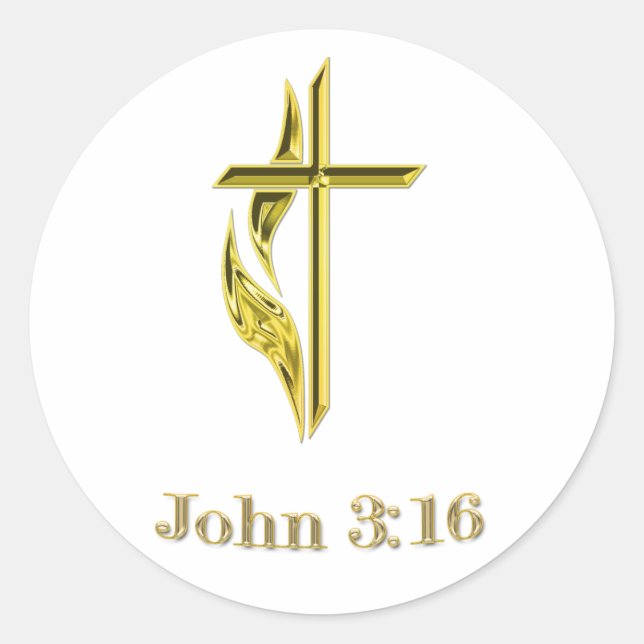 John 3:16 classic round sticker (Front)
