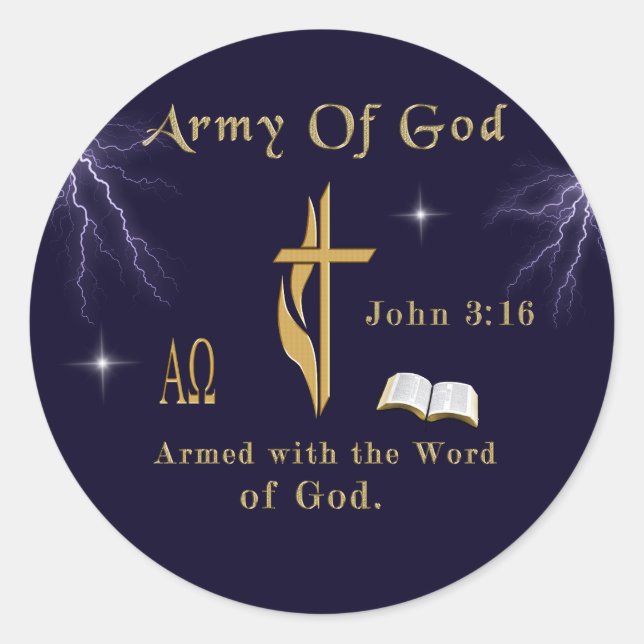 John 3:16 classic round sticker (Front)