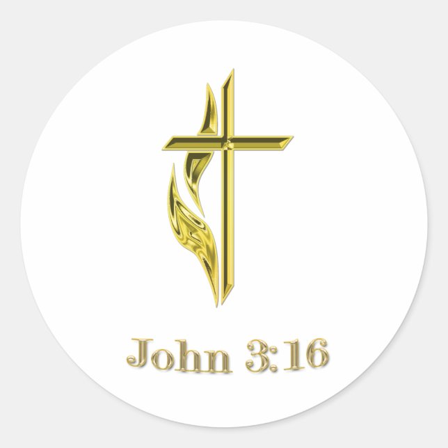 John 3:16 classic round sticker (Front)