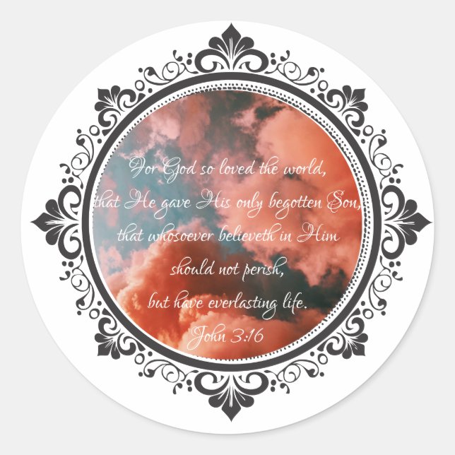 John 3:16 Classic Round Sticker (Front)