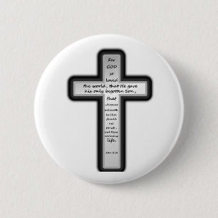 John 3:16 Cross Only 6 Cm Round Badge