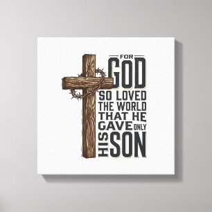 John 3_16 Cross Vintage Engraving Christian Design Canvas Print
