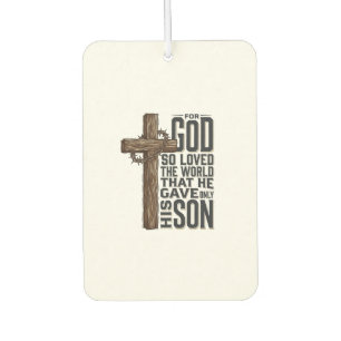 John 3_16 Cross Vintage Engraving Christian Design Car Air Freshener