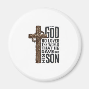 John 3_16 Cross Vintage Engraving Christian Design Magnet
