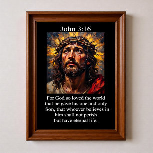 John 3:16 Crucifixion Passion Christ Crown Thorns Poster