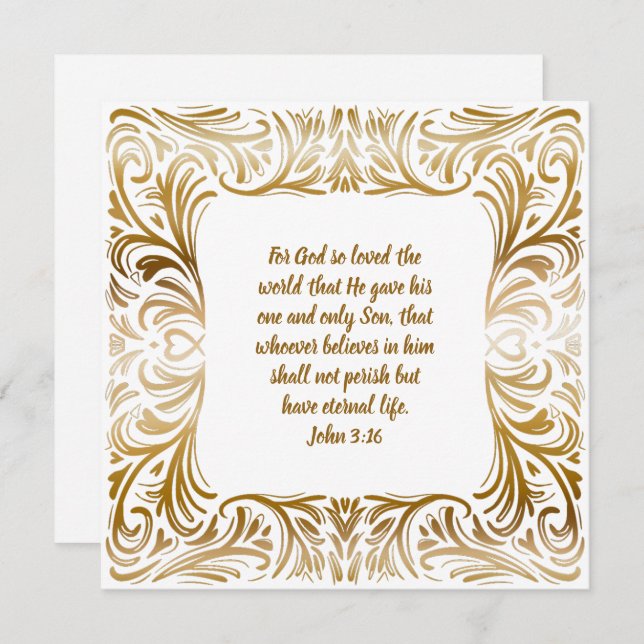 John 3:16 Custom Name Golden Unique Christmas  Holiday Card (Front/Back)