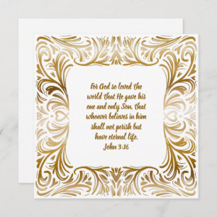 John 3:16 Custom Name Golden Unique Christmas  Holiday Card