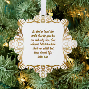 John 3:16 Custom Name Golden Unique Christmas  Tree Decoration Card