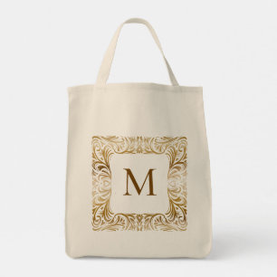 John 3:16 Custom Scripture Elegant Golden Monogram Tote Bag
