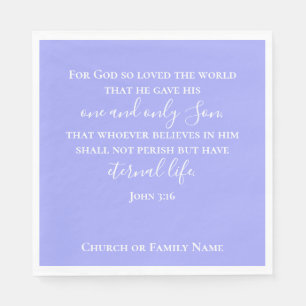 John 3:16   Custom Text Purple Religious Easter Napkin