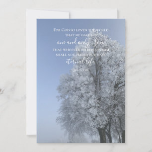 John 3:16 Custom Text   Snow Nature Original Photo Holiday Card