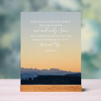 John 3:16 Custom Text | Swiss Alps Original Photo Acrylic Sign