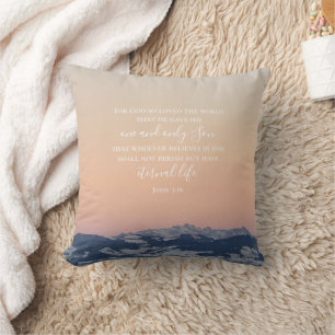 John 3:16 Custom Text   Swiss Alps Original Photo Cushion