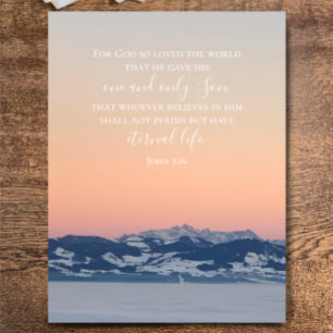 John 3:16 Custom Text   Swiss Alps Original Photo Postcard
