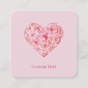 John 3:16 Custom Text   Watercolor Heart Valentine Square Business Card