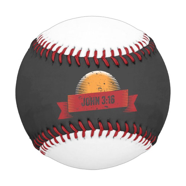 John 3:16 Design Vintage Look Baseball (Front)