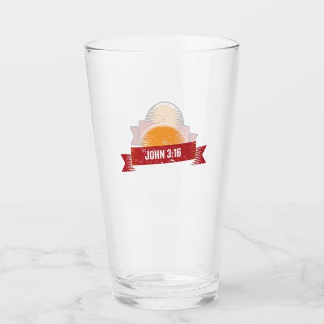 John 3:16 Design Vintage Look Glass (Front)