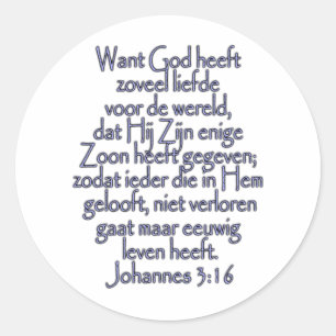 John 3:16 Dutch Classic Round Sticker