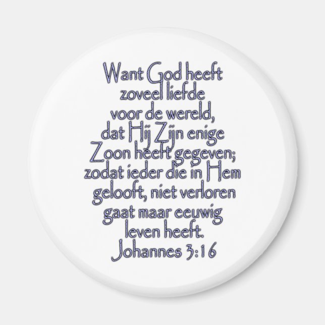 John 3:16 Dutch Magnet (Front)