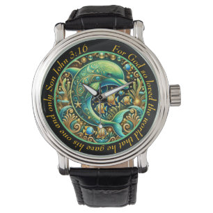 John 3:16 Elegant Dolphin Timepiece Divine Grace Watch