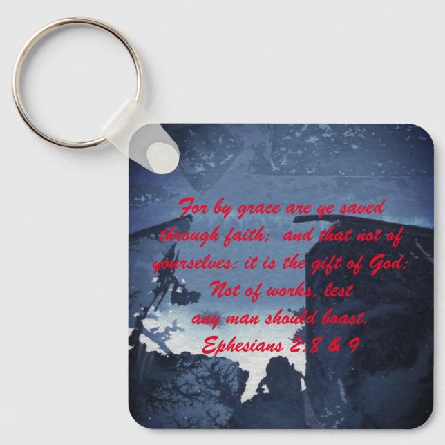 John 3:16 & Ephesians2:8 & 9 Bible truth Keychain (Front)