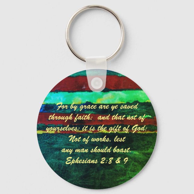 John 3:16 & Ephesians2:8 & 9 Bible truth Keychain (Front)