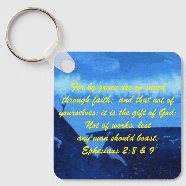 John 3:16 & Ephesians2:8 & 9 Bible truth Keychain (Front)