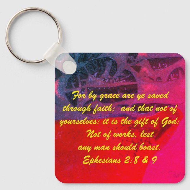 John 3:16 & Ephesians2:8 & 9 Bible truth Keychain (Front)