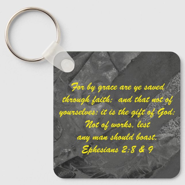 John 3:16 & Ephesians2:8 & 9 Bible truth Keychain (Front)
