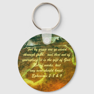 John 3:16 & Ephesians2:8 & 9 Bible truth Keychain