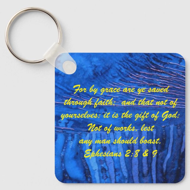 John 3:16 & Ephesians2:8 & 9 Bible truth Keychain (Front)