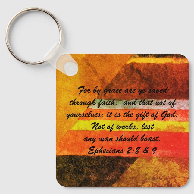 John 3:16 & Ephesians2:8 & 9 Bible truth Keychain (Front)