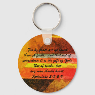 John 3:16 & Ephesians2:8 & 9 Bible truth Keychain