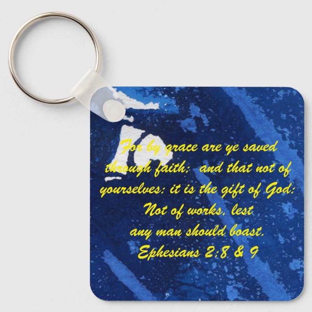 John 3:16 & Ephesians2:8 & 9 Bible truth Keychain (Front)