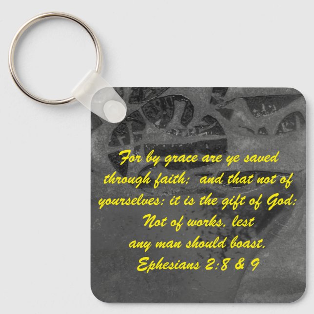 John 3:16 & Ephesians2:8 & 9 Bible truth Keychain (Front)
