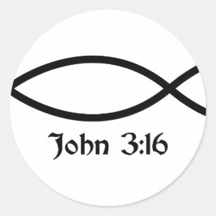 John 3:16 Fish Classic Round Sticker