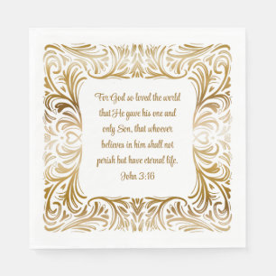 John 3:16 For God So Loved   Elegant Christmas  Napkin