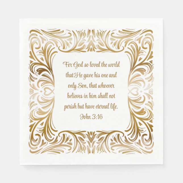 John 3:16 For God So Loved | Elegant Christmas  Napkin (Front)