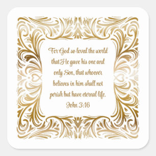 John 3:16 For God So Loved   Elegant Christmas  Square Sticker