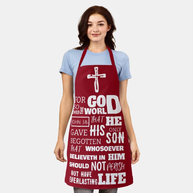 JOHN 3:16 FOR GOD SO LOVED THE WORLD APRON (Worn)