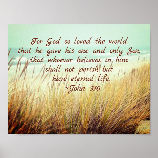 John 3:16 For God so loved the world, Bible Verse Poster (Front)