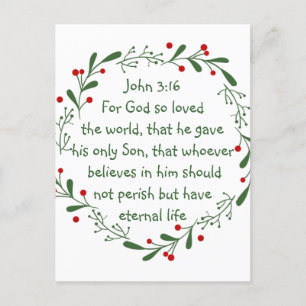 John 3:16 For God so loved the world Christmas Postcard