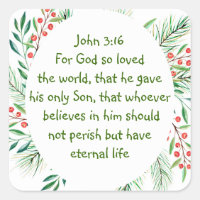 John 3:16 For God so loved the world Christmas Squ