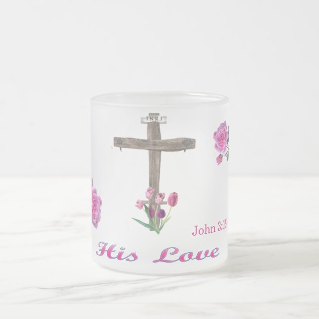  john 3:16 frosted glass coffee mug (Center)