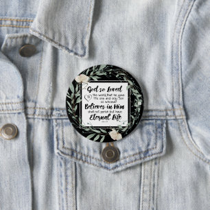 John 3:16 God so Loved the World Bible Verse 7.5 Cm Round Badge